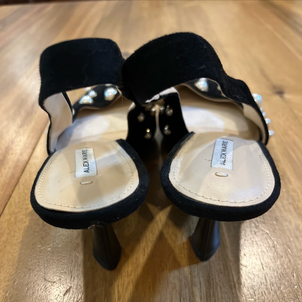Alex Marie black suede slingback heels Pearl Embellished Regency Party Formal - Picture 6 of 10